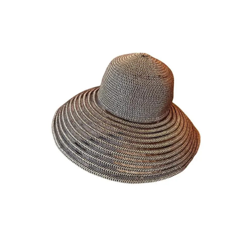 Daniele Meucci Black and Tan Paper Straw Sun Hat Women's One Size
